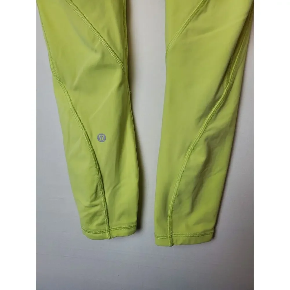 Lululemon‎ 2 Time To Sweat Leggings 23 Inch Lemon Yellow Luxtreme LW6AZHS